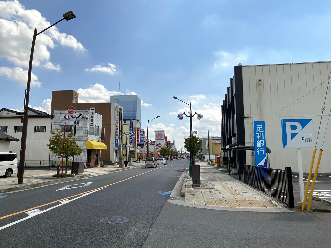 第3回羽生よさこい祭りの会場となるプラザ通り（足利銀行からの眺め）