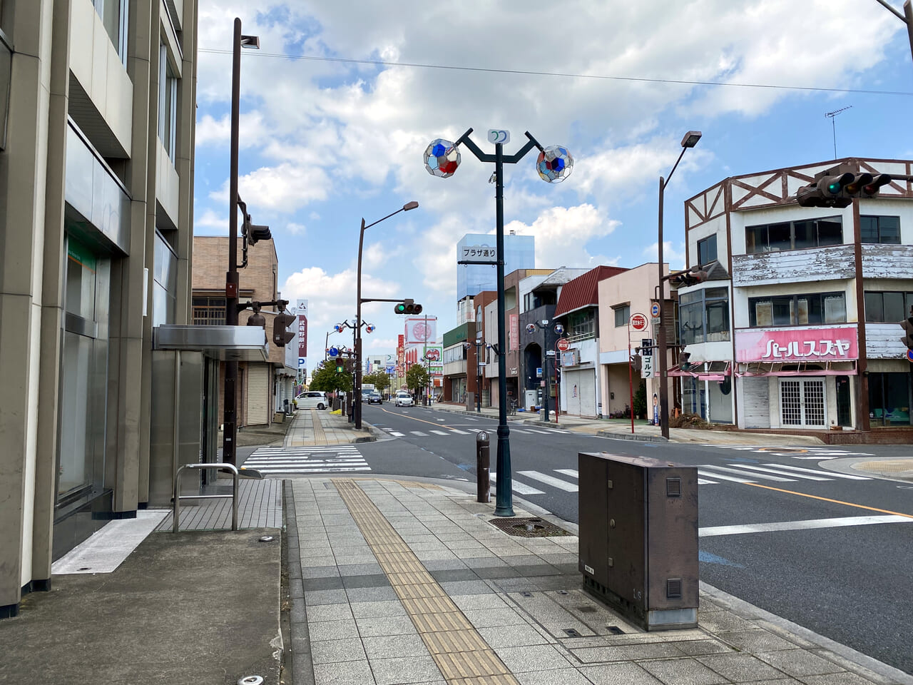 第3回羽生よさこい祭りの会場となるプラザ通り（埼玉りそな銀行からの眺め）