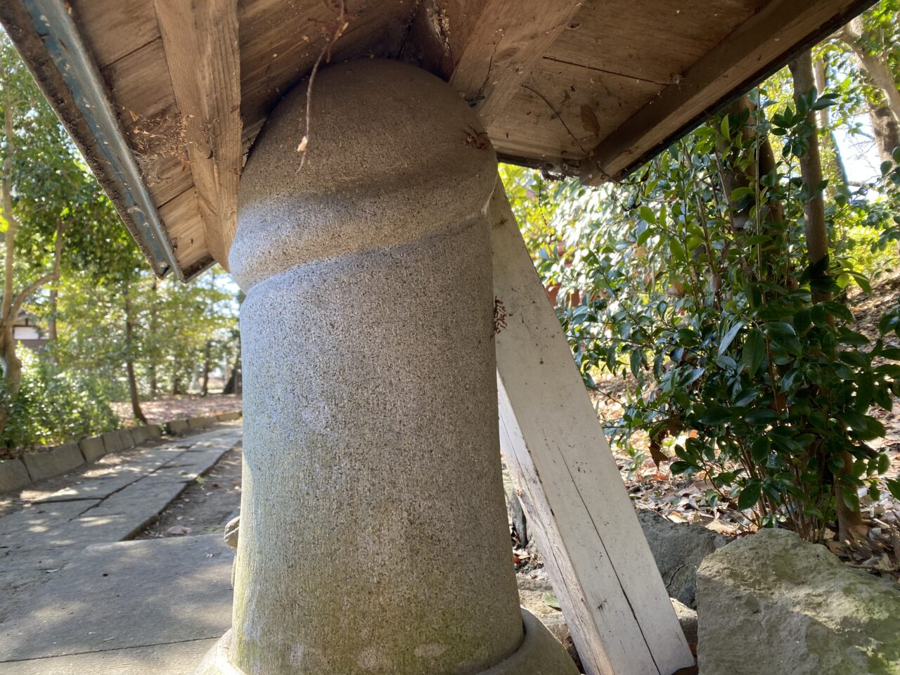 道祖神の横に祀られている男根信仰の石像