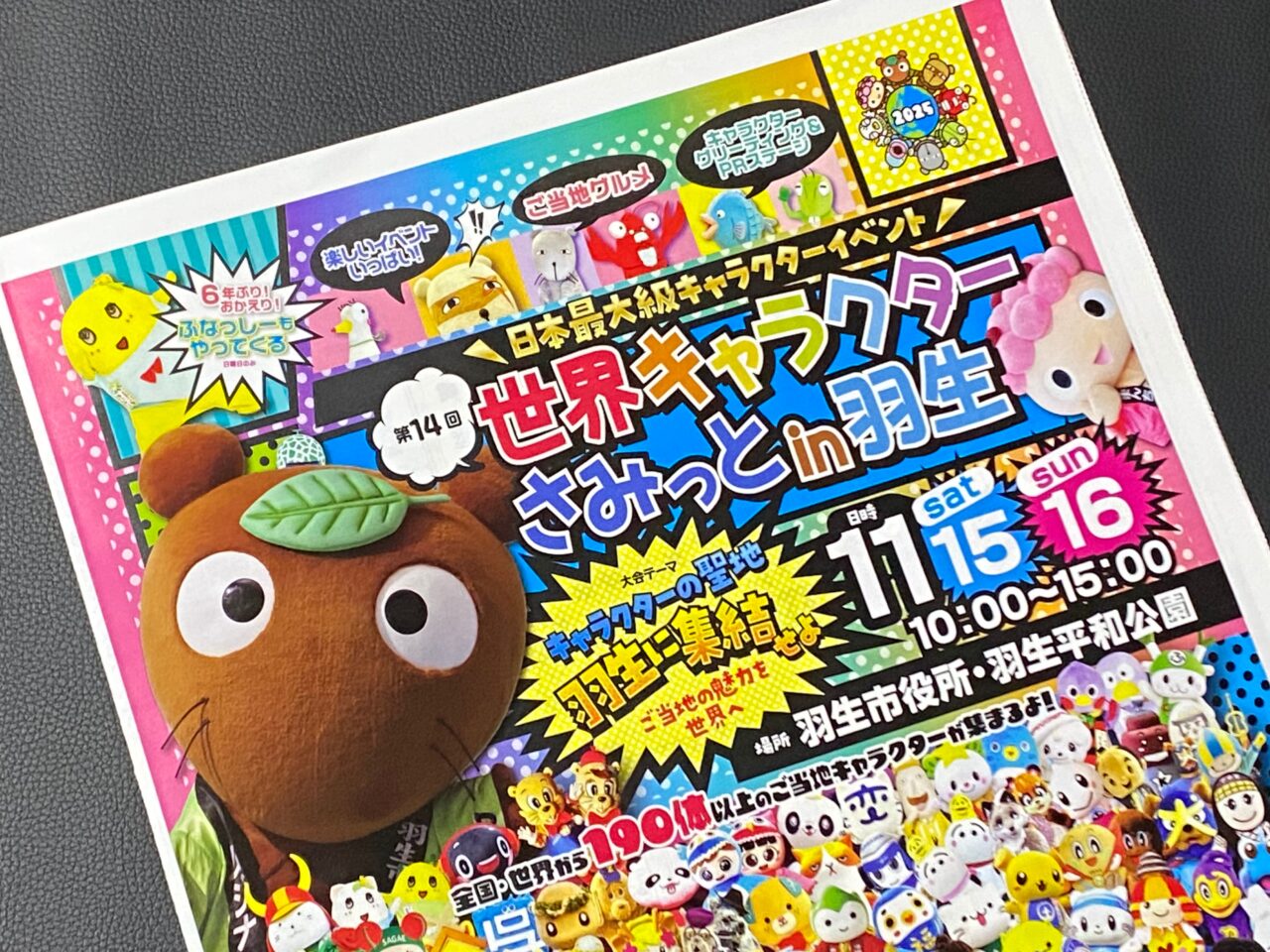 「第14回 世界キャラクターさみっと in 羽生」チラシ