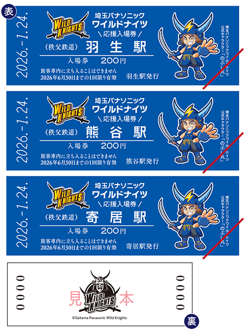 埼玉パナソニックワイルドナイツ応援入場券