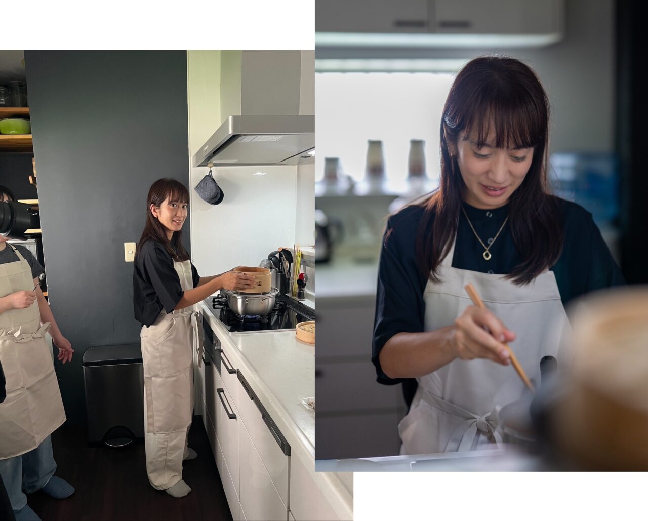 わんこのハロウィン弁当を調理している店主の奥様